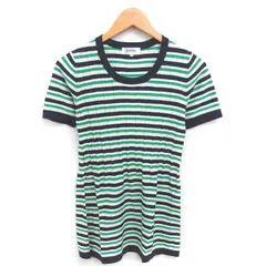 ソニア ソニアリキエル SONIA SONIA RYKIEL チュニック サマーニット ボーダー 丸首 半袖 40 ブラック グリーン 黒 緑 /TT ■ECD004のサムネイル
