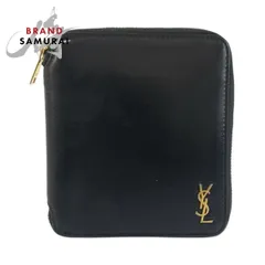 美品 SAINT LAURENT PARIS サンローランパリ YSL タイニー ブラック ゴールド金具 レザー 折り財布 レディース 603444【中古】のサムネイル