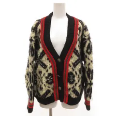メルローズ MELROSE HAND KNITTED カーディガン アルパカ モヘア 総柄 白 ホワイト 黒 ブラック 赤 レッド /JS ■GY58のサムネイル