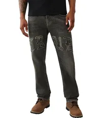 トゥルーレリジョン メンズ ボトムス デニムパンツ ストレート ロゴ ジーンズ True Religion Ricky Logo Appliqued Straight Leg Jeans Compasのサムネイル