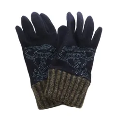 ヴィヴィアンウエストウッド Vivienne Westwood 手袋 グローブ ニット切替 オーブ刺繍 紺 茶 /MI ■GY12のサムネイル