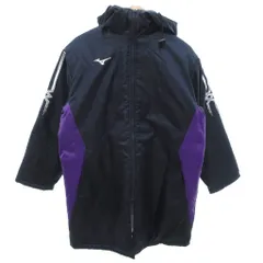ミズノ MIZUNO ベンチコート 中綿 ロゴプリント フード ひざ丈 M 紺 ネイビー /FF ■ECF003のサムネイル