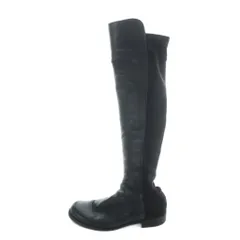 スチュアートワイツマン STUART WEITZMAN ロングブーツ レザー ロゴ ラウンドトゥ 24.5cm 黒 ブラック ■GY99 /MQのサムネイル