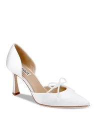 バッジェリーミシュカ レディース シューズ パンプス Badgley Mischka Womens Olympic Bow Pumps White Satin ホワイトのサムネイル