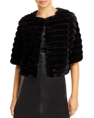 ビーシービージーマックスアズリア レディース トップス シャツ BCBGMAXAZRIA Faux Fur Shrug Black ブラックのサムネイル
