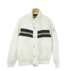 ゲス GUESS 中綿ジャケット 上着 XL 白 ホワイト 長袖 スタンドカラー ライン ロゴ /MN42 ■ECA005のサムネイル
