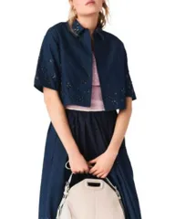 マージュ レディース トップス シャツ 刺繍 クロップド デニム Majembroidered Croppedenim Shirt Navy ネイビーのサムネイル