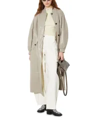 マックスアンドコー レディース アウター コート レザー MAXCo Glossy Leather Duster Coat Grey グレーのサムネイル