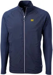 カッターアンドバック メンズ アウター ジャケット・ブルゾン ニット Cutter Buck Mens Michigan Wolverines Navy Blue Adapt Eco Knit Strのサムネイル