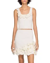 サンドロ レディース トップス シャツ フラワー柄 ニット フラワー Sandro Calice Floral Knit Crop Top White ホワイトのサムネイル