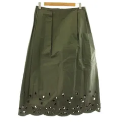 ソフィードール SOFIE D'HOORE カットワークスカート ミモレ ロング タック 36 カーキ 6524-343-1290 /KUのサムネイル