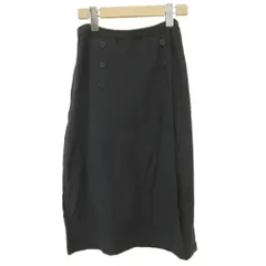 ソニア ソニアリキエル SONIA SONIA RYKIEL ラップスカート M 黒 ブラック ニット カットソー ボタン装飾 ウエストゴム ミディ ミモレ丈 /GR ■ECB002のサムネイル