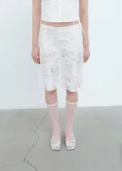 タグ付き新品スプリングロッカーズ Rose Layered Skirt-White Mのサムネイル