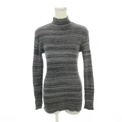 キャサリンハムネットロンドン KATHARINE HAMNETT LONDON ニット セーター ウール L グレー 長袖 ハイネック リブ編み ボーダー柄 /AH37 ■ECB001のサムネイル