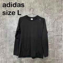 【T-1901】adidas アディダス L スウェット トレーナー ブラック 黒 ワンポイント ロゴ クルーネック スポーツ トレーニング シンプル 長袖のサムネイル