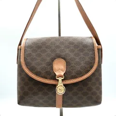 CELINE（セリーヌ）マカダム柄 ヴィンテージ ショルダーバッグ ブラウン PVC レザー ゴールド金具 レディース イタリア製【中古】のサムネイル