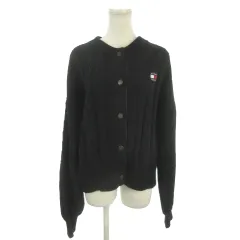 トミー TOMMY JEANS カーディガン L 黒 ブラック ケーブル編み クルーネック 長袖 /MN43 ■ECA004のサムネイル