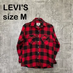 【T-1905】Levi’s リーバイス M USA製 バッファローチェック ヘビーネルシャツ レッド 赤 ブラック 黒 ALASKA SHIRTS アメカジのサムネイル