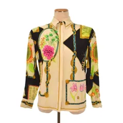 ジャンニヴェルサーチ ヴェルサーチェ GIANNI VERSACE シルク シャツ ブラウス 長袖 総柄 38 ベージュのサムネイル