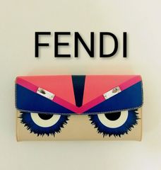 AVT04 フェンディ 極美品 モンスター バグズアイ フラップ長財布 