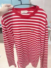 Maison Kitsuné メゾンキツネ ストライプ 長袖Tシャツ レッド Mサイズのサムネイル