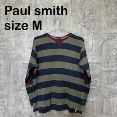【T-1907】Paul Smith ポールスミス M ボーダー Vネック ニット セーター エルボーパッチ マルチカラー アメカジ カジュアルのサムネイル