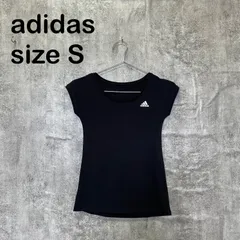 【T-1908】adidas アディダス S 半袖 Tシャツ ブラック 黒 ワンポイント ロゴ ストレッチ スポーツ トレーニング ランニングのサムネイル