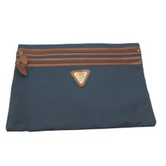 EUROPEAN クラッチバッグ セカンドバッグ カバン 鞄 三角プレート ロゴ ネイビー メンズ 【中古】のサムネイル