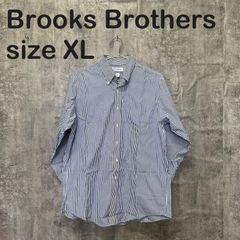 [T-1909] Brooks Brothers 브룩스브라더스 16-32/33 XL 상당 긴팔 셔츠 스트라이프 블루 화이트 논 다림질 코튼