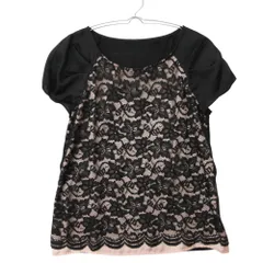 BODY DRESSING Deluxe ボディドレッシングデラックス ブラウス フラワー レース 切替 カットソー 半袖 花柄 トップス ブラック 36【S】 レディース 【中古】のサムネイル
