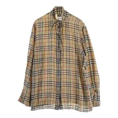 BURBERRY (バーバリー) ノバチェック リボンカラー 長袖シルクシャツ ブラウン 8019141のサムネイル