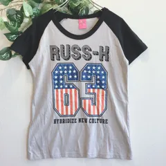 美品✨ ラスケー RUSS・K プリント Tシャツ ラグラン グレー ロゴ 星柄のサムネイル