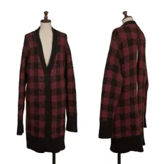 マルニMARNI アルパカ混チェック織りバックスリットカーディガン ボルドー黒42のサムネイル