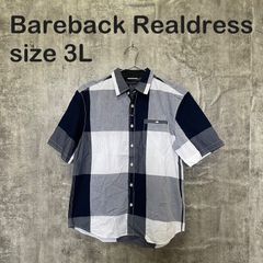 [T-1913] Bareback Realdress 베어 백 리얼 드레스 3L XXXL 반소매 셔츠 체크 빅 체크 블루 블루 캐주얼 USA 헌옷