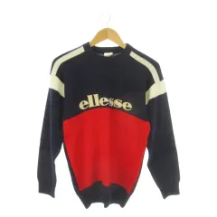 エレッセ ellesse ニット セーター 3 紺 ネイビー 長袖 ロゴ 切り替えデザイン /CK6 ■ECB001のサムネイル