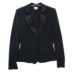 新品同様 ARMANI COLLEZIONI アルマーニコレッツォーニ テーラードジャケット イタリア製 ニット 切替 ネイビー×ブラック 38【M】 レディースのサムネイル