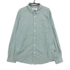 AIGLE エーグル 長袖シャツ ストライプ Aロゴ総柄 カジュアルシャツ トップス タイニーカラー グリーン L【L】 メンズ 【中古】のサムネイル