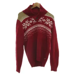 リーバイス Levi's ニット セーター ウール M 赤 レッド ショールカラー リブ袖 リブ裾 雪柄 長袖 /KR ■ECG001のサムネイル