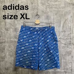 [T-1915]adidas Originals 아디다스 오리지널스 하프 팬츠 XL 블루 블루 무늬 트레포일 로고 스웨트 쇼츠 스트리트 스포츠