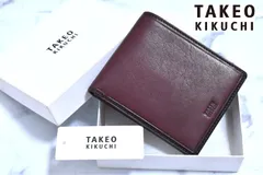 【定価1万5400円】新品 タケオキクチ【クロード】シープスキン 二つ折り財布 101625 ワイン 羊革のサムネイル