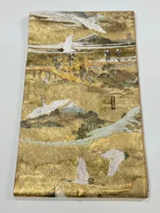 金地 袋帯 鶴 風景文様のサムネイル