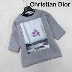 【美品】Christian Dior クリスチャンディオール 五分袖スウェット トレーナー ボタニカル フラワーモチーフ ウール シルク グレー 38のサムネイル