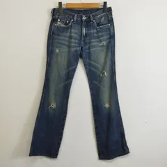 DIESEL ディーゼル デニム パンツ ジーンズ フレア ブーツカット 刺繍 イタリア製 ダメージ グランジ Y2K 古着 VINTAGE インディゴ 25 H85のサムネイル