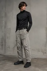 Lowprofile Gray Ripstop Multi Pocket Cargo Pants Convertible Techwear Y2K Size Mのサムネイル