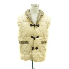 ダックス DAKS ダウンベスト ジャケット ミドル丈 ショールカラー ライトベージュ チェック柄 /HO21 ■GY61のサムネイル