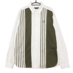 FRED PERRY フレッドペリー 長袖シャツ Panelled Shirt コットンポプリン パネル ストライプ カットソー トップス ホワイト L メンズ 【中古】のサムネイル