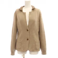 アルマーニ コレツィオーニ ARMANI COLLEZIONI カーディガン ウール 40 茶 長袖 異素材襟 パッチポケット /JPのサムネイル
