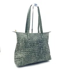 ■良品■70s〜80s カールラガーフェルド期アーカイブ■FENDI S.A.S  フェンディ　クロコ型押しレザー　トートバッグ　FFロゴ　グリーン系　大容量　ロゴチャームのサムネイル