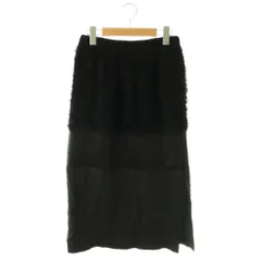 ミュラー オブ ヨシオクボ muller of yoshiokubo GRASS LINE SKIRT スカート 36 黒 ブラック シャギー素材 クリンクル加工 ミディ丈 /AZのサムネイル