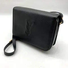FA742【お買い得】YVES SAINT LAURENT ショルダーバッグ ブラックレザー YSLロゴステッチのサムネイル
